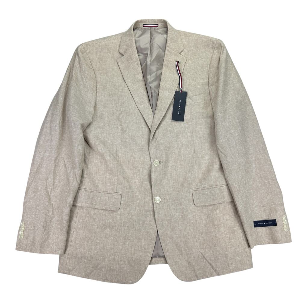 Tommy Hilfiger Mens Conrad Modern Fit Linen Blend Sport Coat Tan 44L
